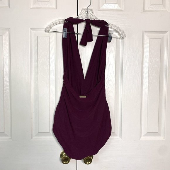 Dolce & Gabbana Deep-V Purple Halter Swimsuit - Picture 5 of 6